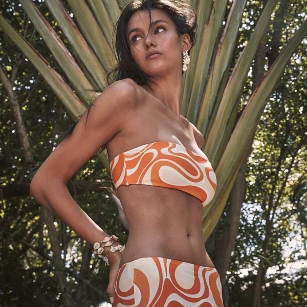 DEVON WINDSOR Orange and Cream Swirl Bikini